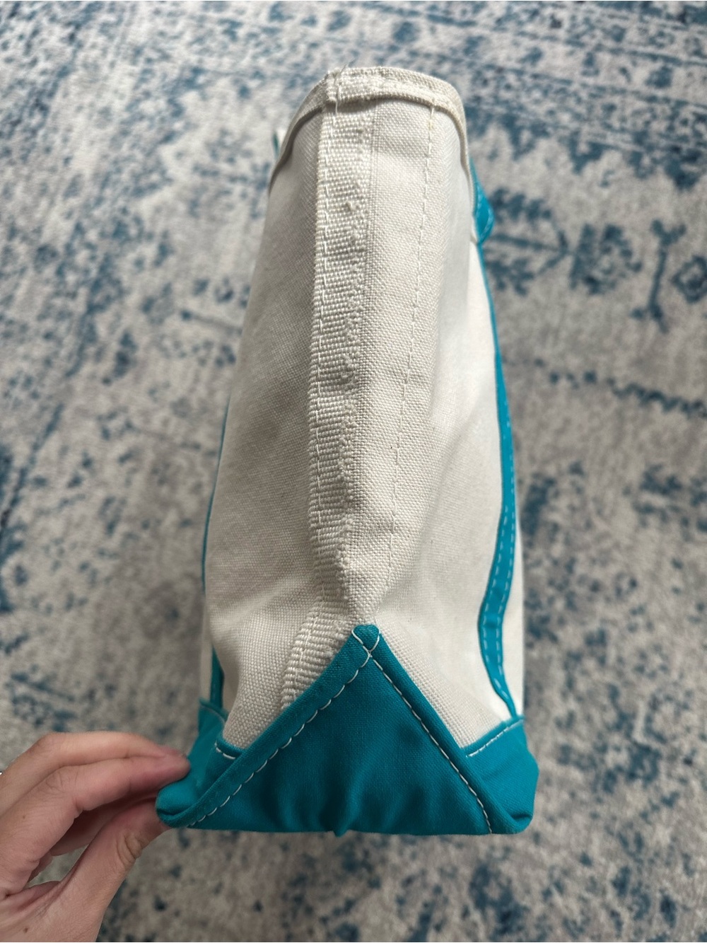 L.L. Bean Boat & Tote Medium teal Canvas Bag USA Made - Picture 7 of 10